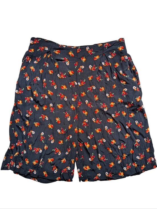 Vintage Pants - Vintage Crinkle Oranges + Flower Print High Waist Shorts